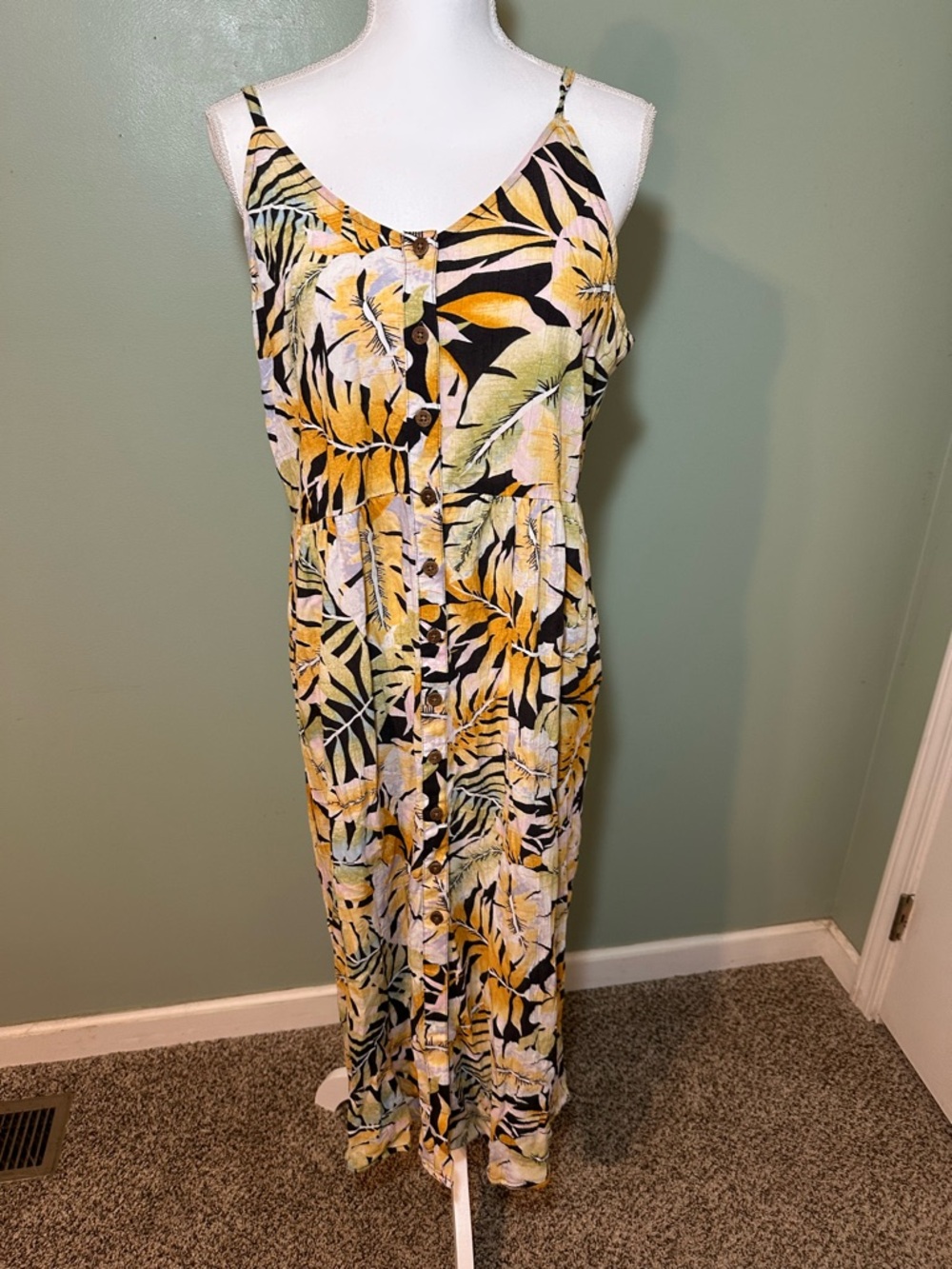 Natural Reflections Tropical Print Midi Dress Large